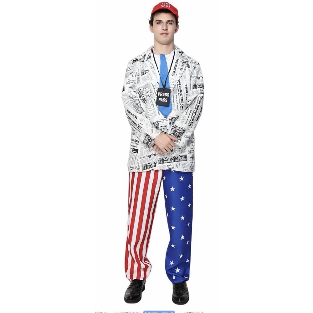 EraSpooky Mens Fake News Anchor Costume, News Reporter Xl